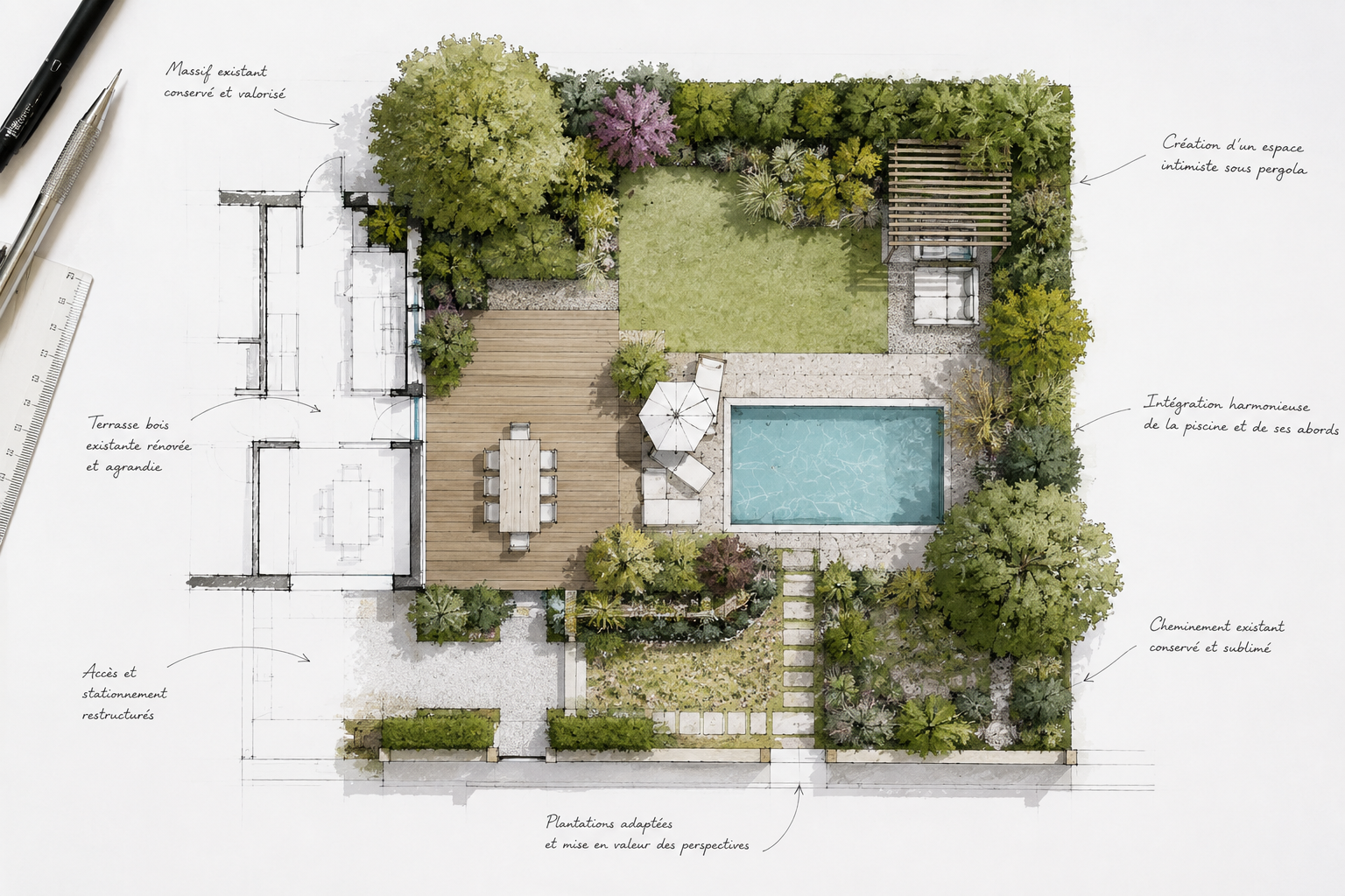Plan paysager d’un projet de rénovation de jardin
